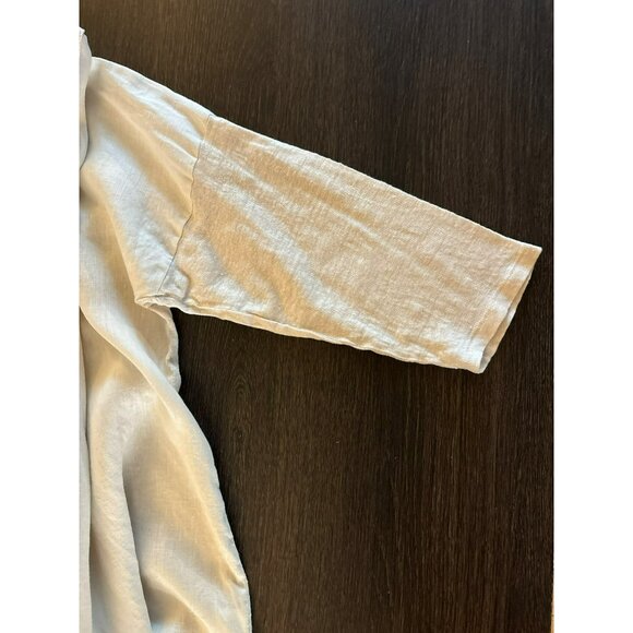 J.Jill Love Linen Tan/Cream Popover Tunic Top With 3/4 Sleeves - Size L - Picture 5 of 7